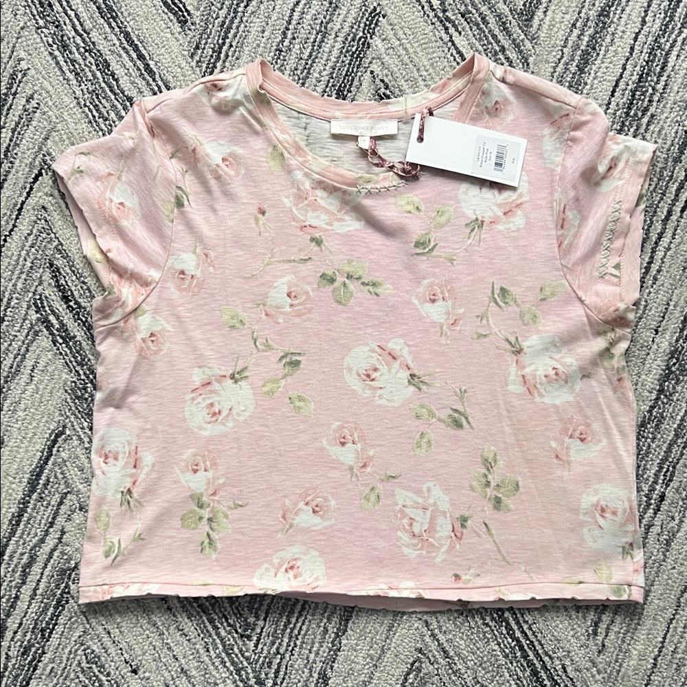 100% Authentic LoveShackFancy Rubin Cropped Tee Ballet Pink Size Medium